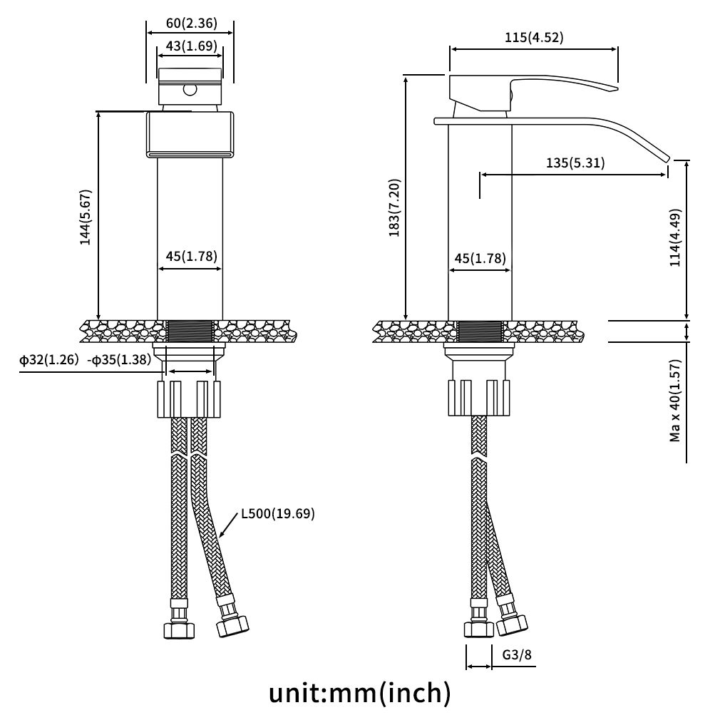 Mitigeur Robinet de Lavabo Cascade Noir Moderne Mitigeur Robinet Salle Bain pour Vasque à Poser Robinetterie Convient pour un Lavabo Encastré - 3