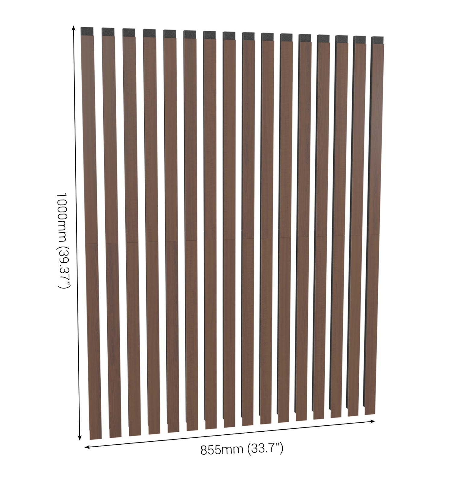 Lot de 32 Lames acoustiques insonorisants LAMELA 50x3 cm -0,5 m²surf.totale -MDF perforé laminé et mousse acoustique -Noix - 5