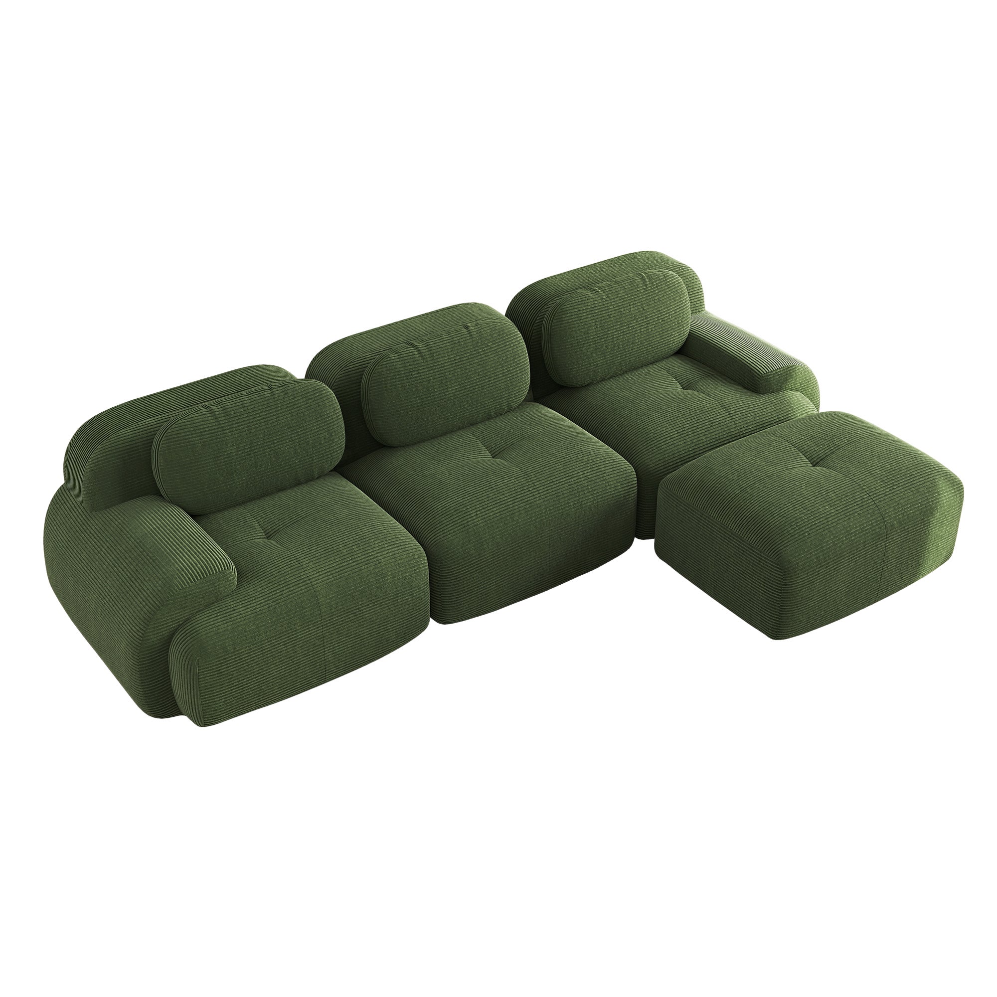 Canapé d'angle modulable gris, aucun assemblage requis | Revêtement en velours côtelé et tissu 32D adapté aux animaux de compagnie - 5