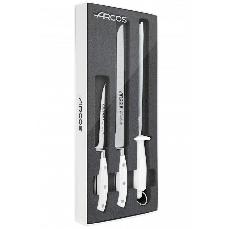 Joom Jamon Coffret De 3 Pièces Arcos Pour Jambon (2 Couteaux Et 1 Fusil), Gamme 0,000000 Blanc - Imagen 4