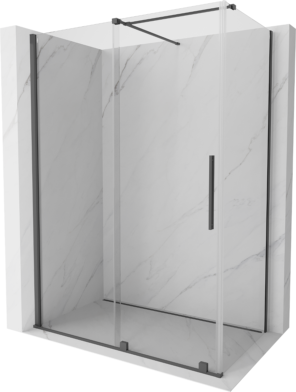 Mexen Velar kabina prysznicowa rozsuwana 160 x 80 cm, transparent, gun gray szczotkowany - 871-160-080-01-66
