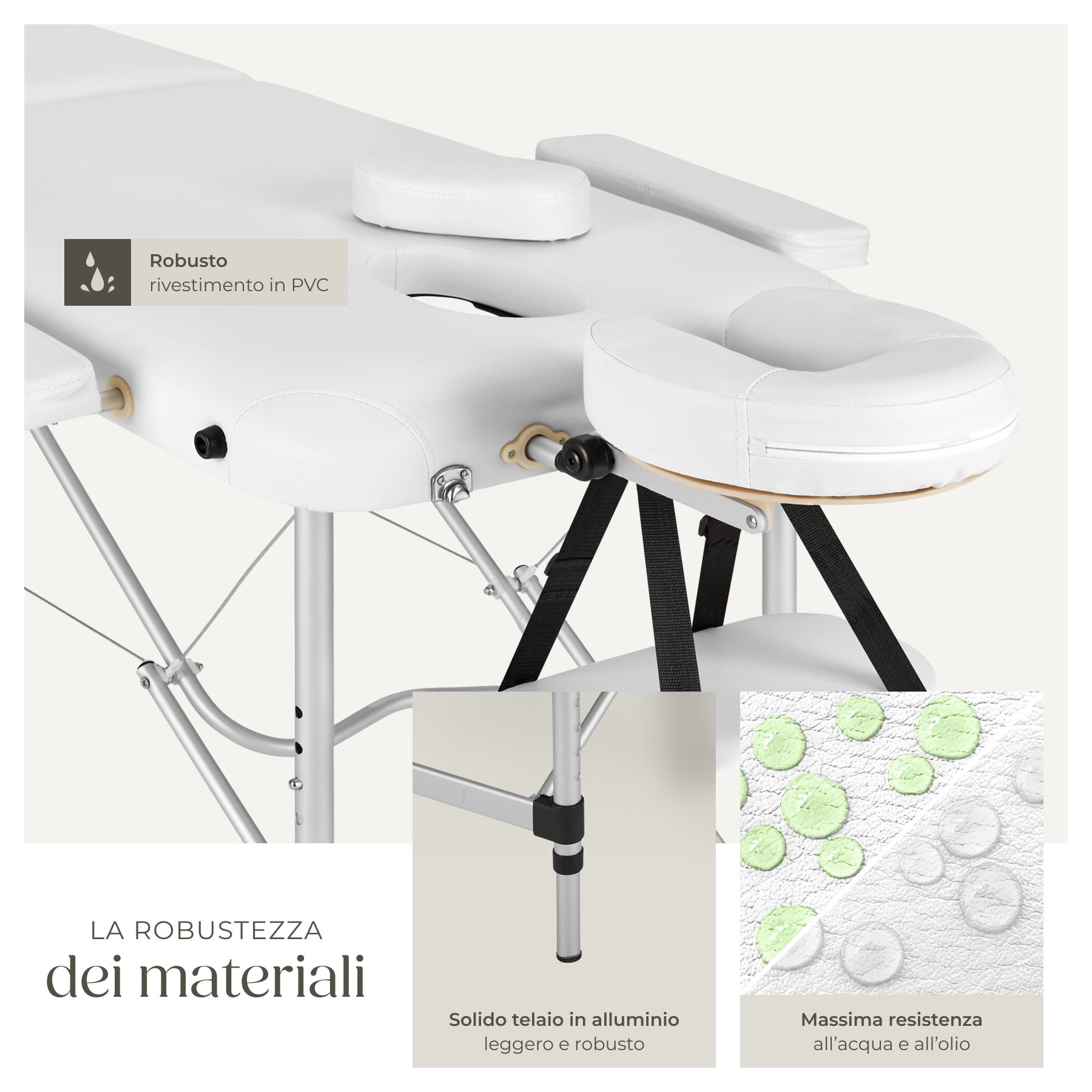 Table de massage 2 zones en aluminium portable pliable et réglable en hauteur TECTAKE - 8