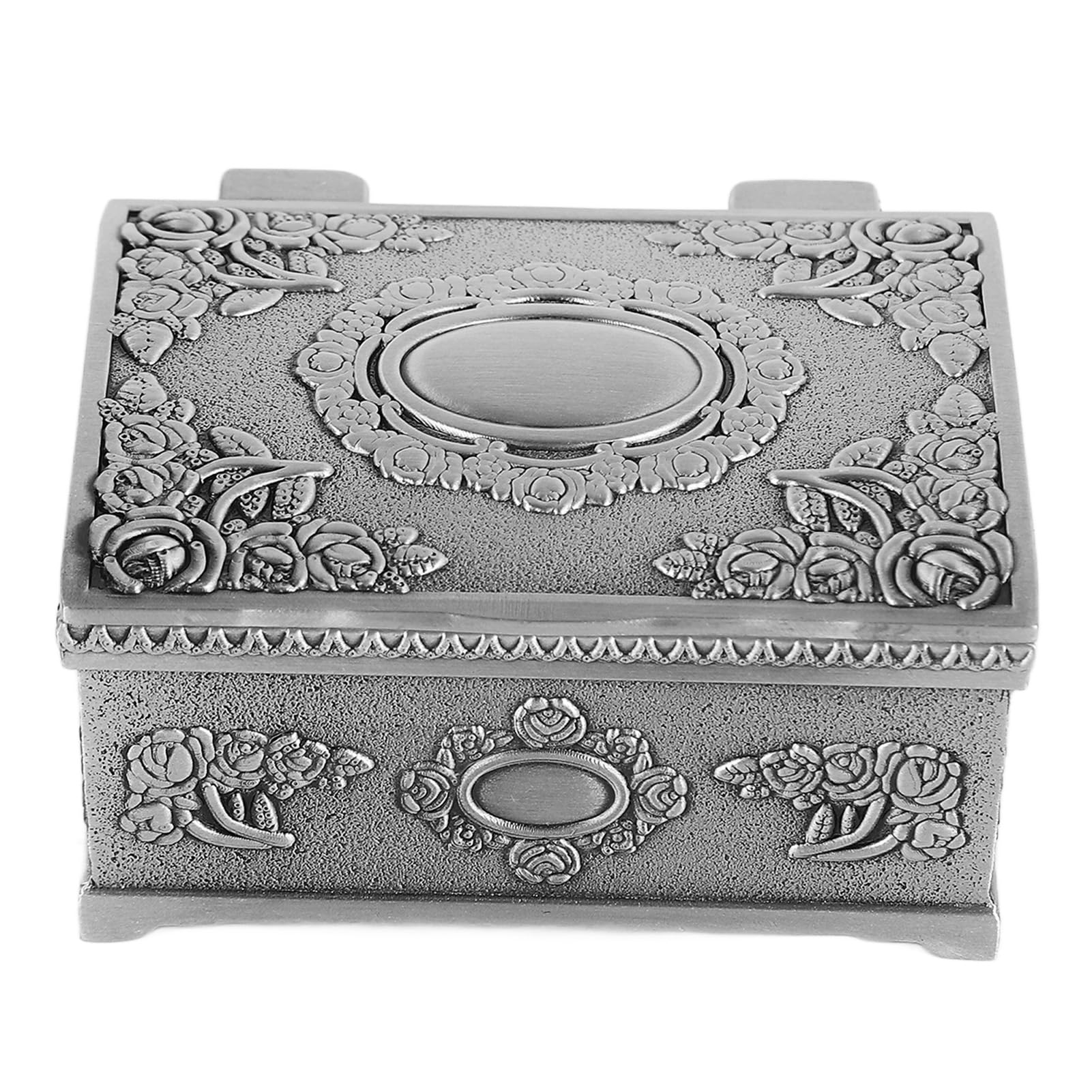 Vintage - Boîte à Bijoux Carrée En Céramique Et Gypse - Sculptée Chrysanthème - Rouge
