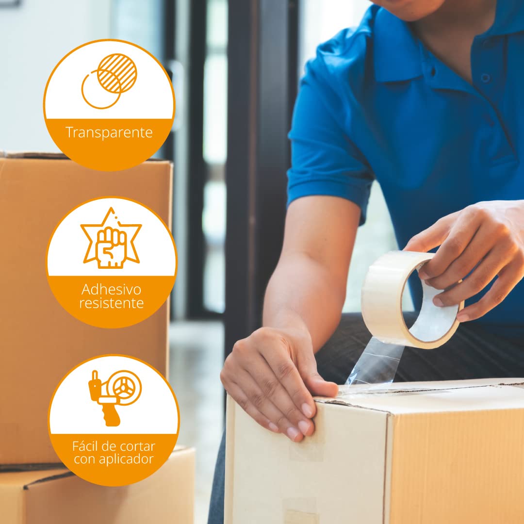 OFITURIA Nastro adesivo per imballaggio trasparente per imballaggio di scatole di cartone di spedizioni, matrimoni, prodotto per confezioni sicure (36 - 3