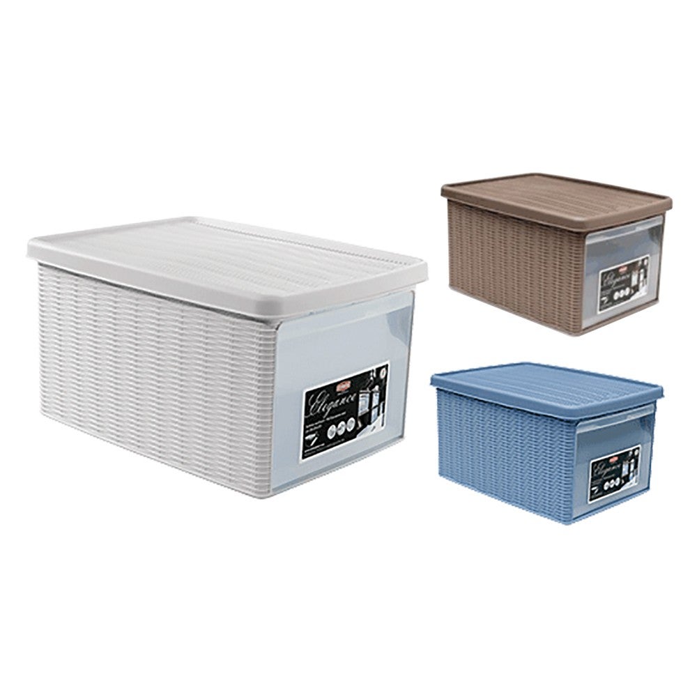 Scatola Elegance Multiuso Bianca - 39x29x21 Cm, 15 Litri, Con Coperchio, Impilabile - Foto 3