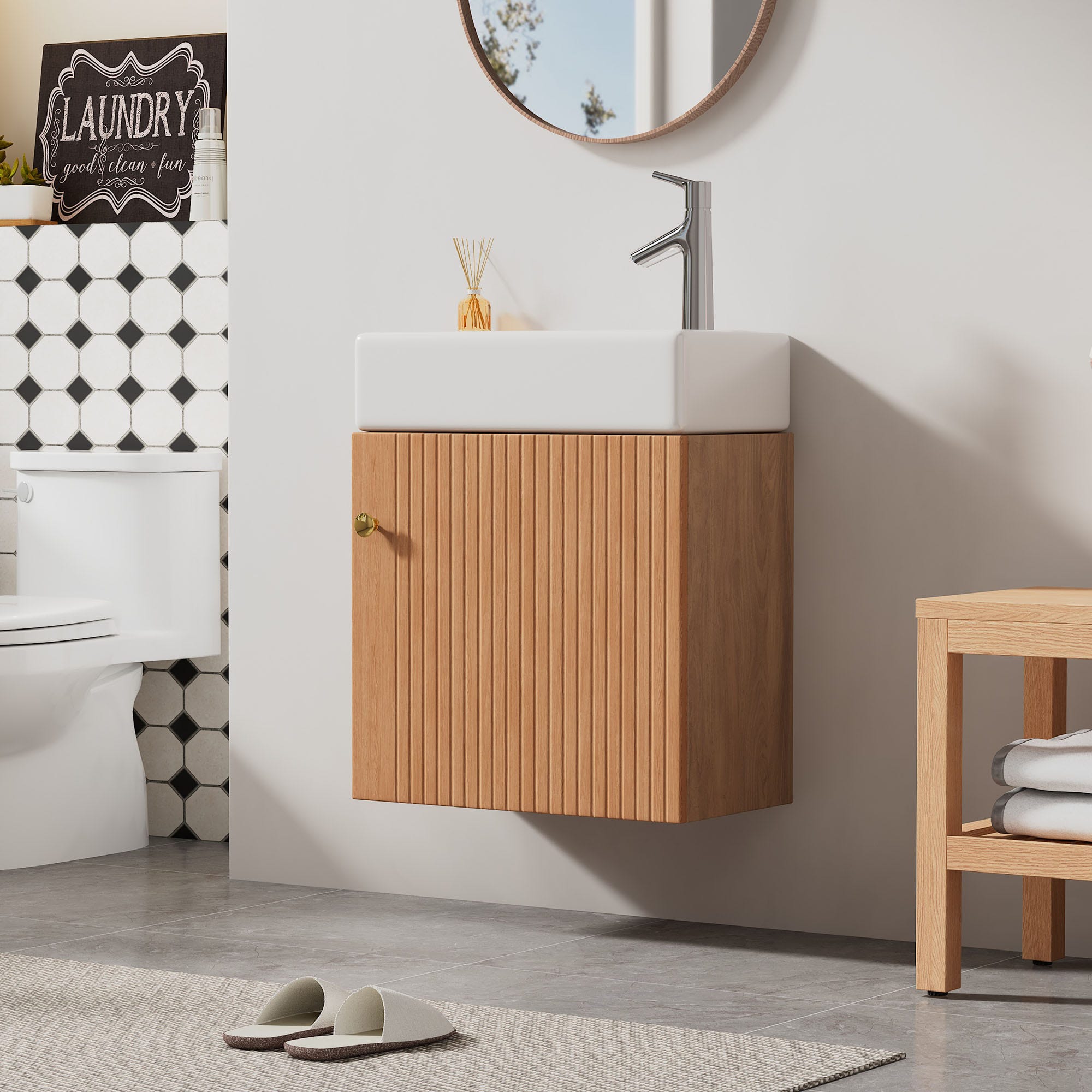 Meuble Salle de Bain Suspendu 46 cm avec Vasque – Design Moderne ...