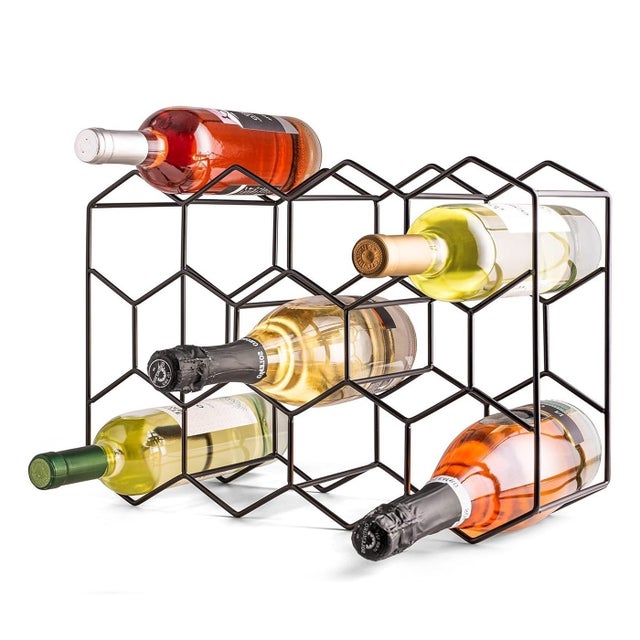 Botellero de vino para 14 botellas en metal negro de 43x30 cm CasaSelección
