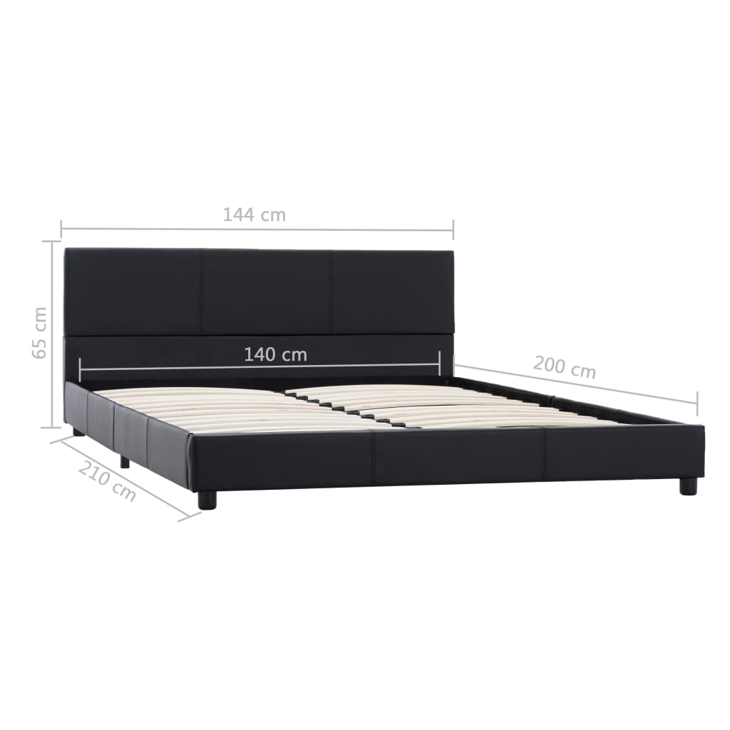 Maison Exclusive - Estrutura de cama 140x200 cm couro artificial preto - 7