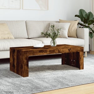 Table Basse Moderne Forme Organique - Mélaminé Brun, 45x110x60 Cm, Charge 50 Kg