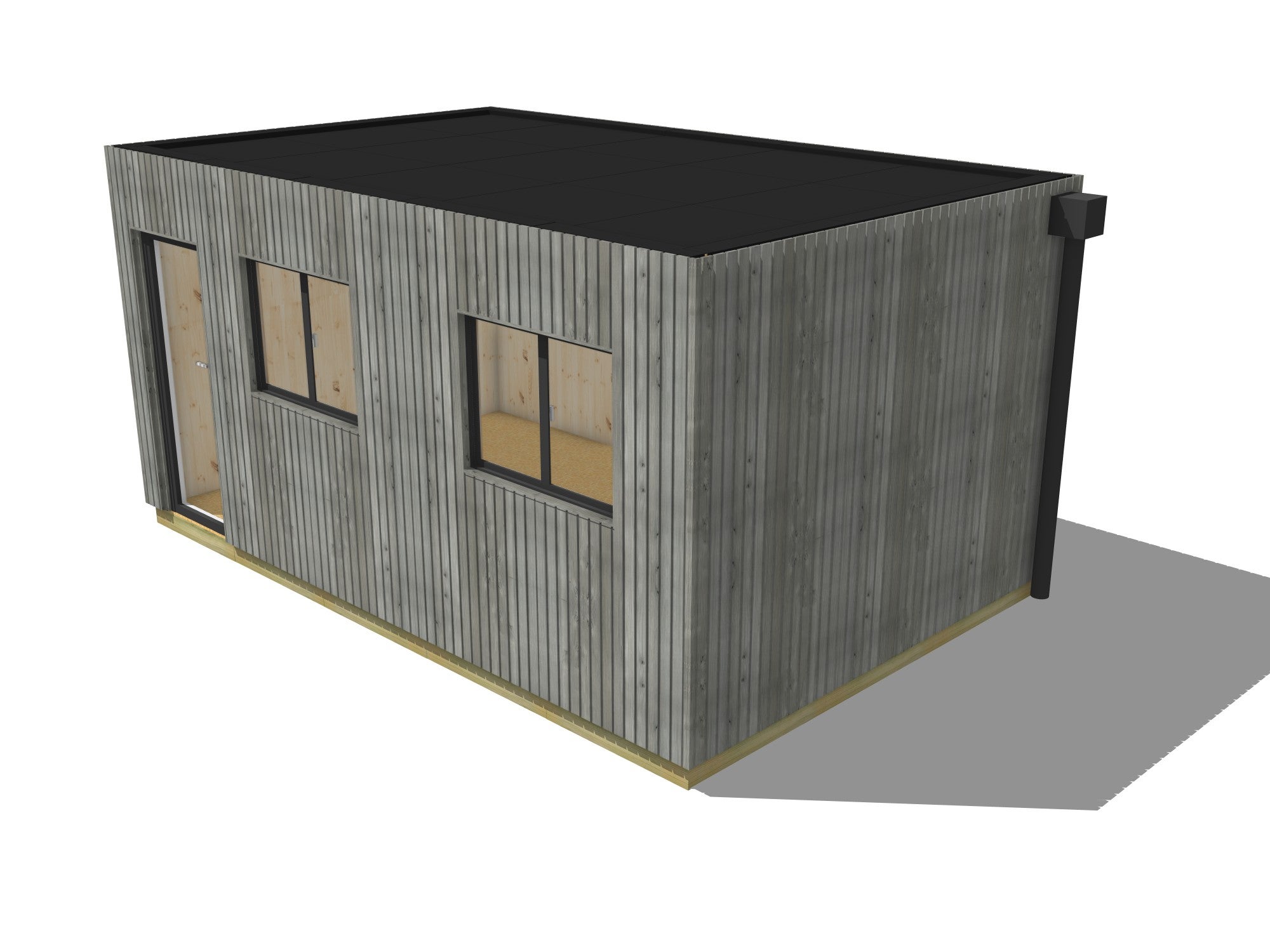 Bureau de jardin bois en bois 5,5 x 3,5 x 2,7 m avec plancher isolé - 2