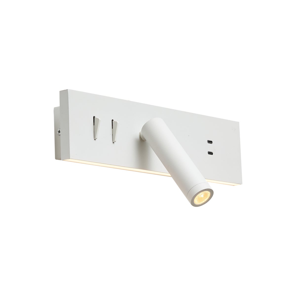 Nowoczesna biała regulowana lampa ścienna z USB-C, w zestawie LED - Modric