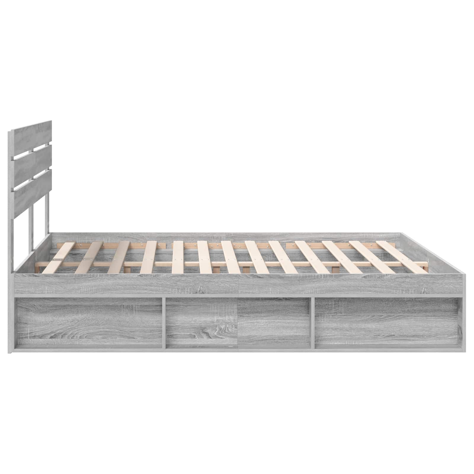 Cadre de lit gris en pin massif pour la chambre, 200 × 200 cm - 8