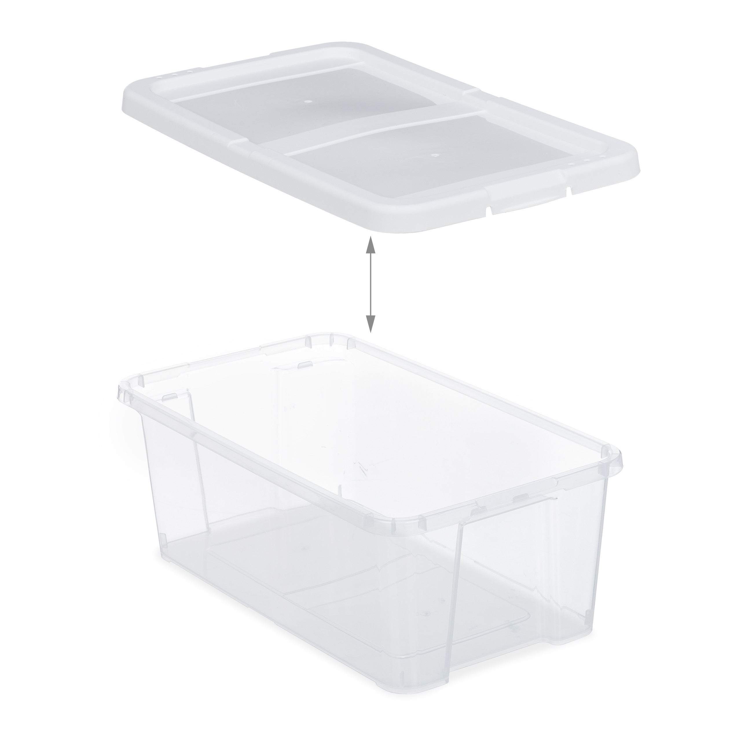 48x Set di Scatole di Plastica per Scarpe, Box Trasparenti Impilabili con Coperchio HLP 12,5x20x34,5cm, Bianche - 6