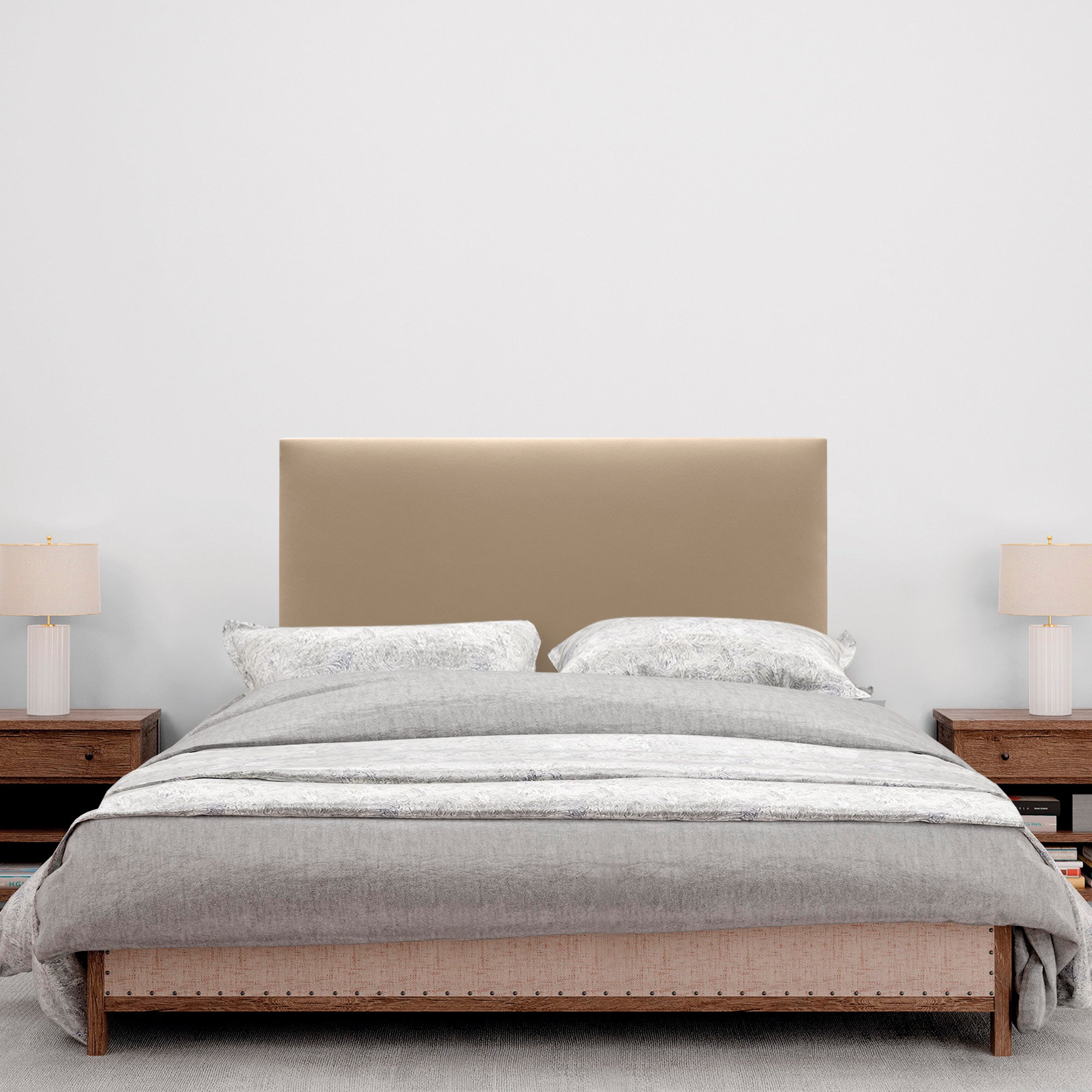 DHOME Cabecero de Polipiel Liso y con Patas cabeceros Cabezal tapizado Cama (Polipiel Marrón Claro, 110cm (Camas 80/90/105)) - 4