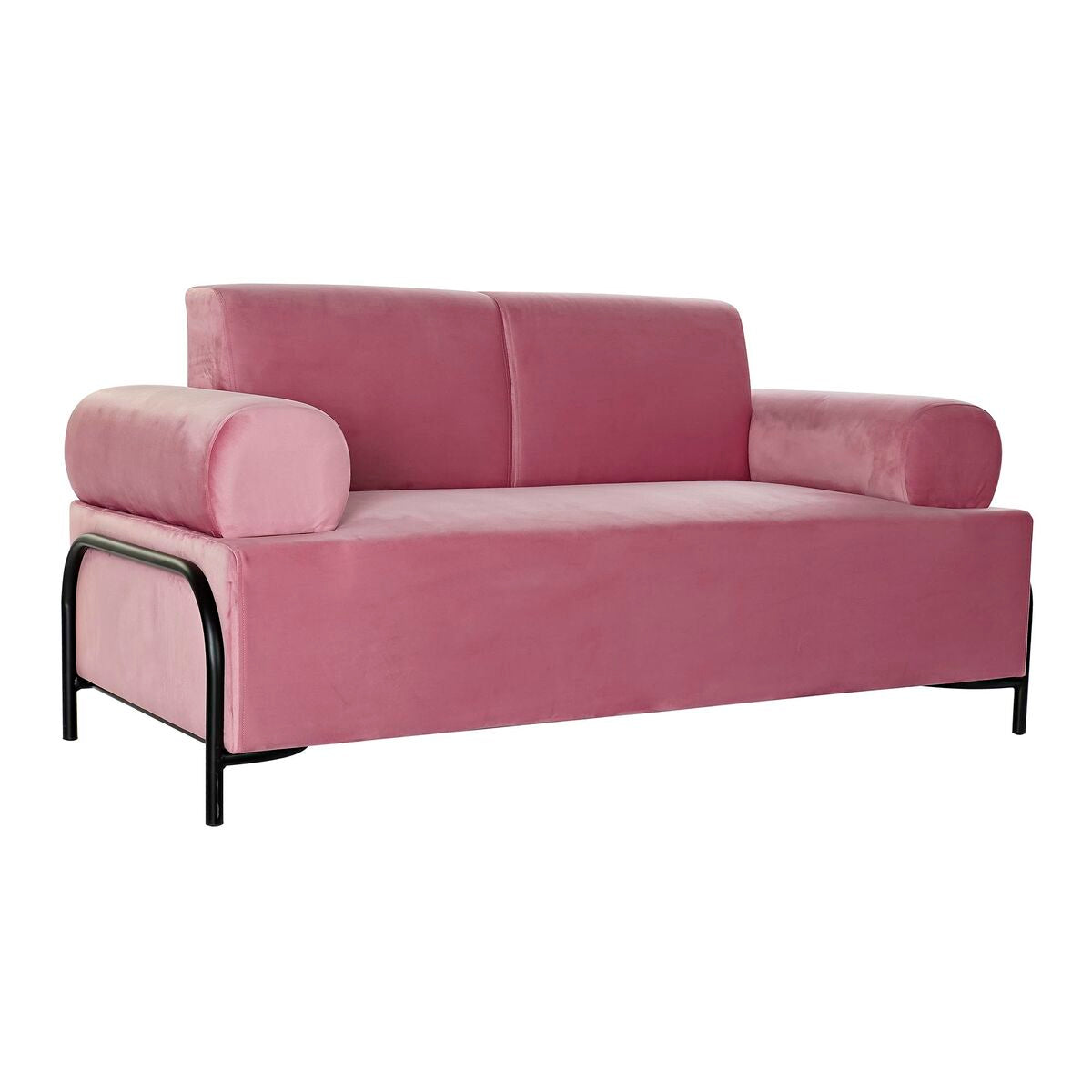 Sofá dkd home decor negro rosa metal poliéster moderno (154 x 76 x 76 cm)