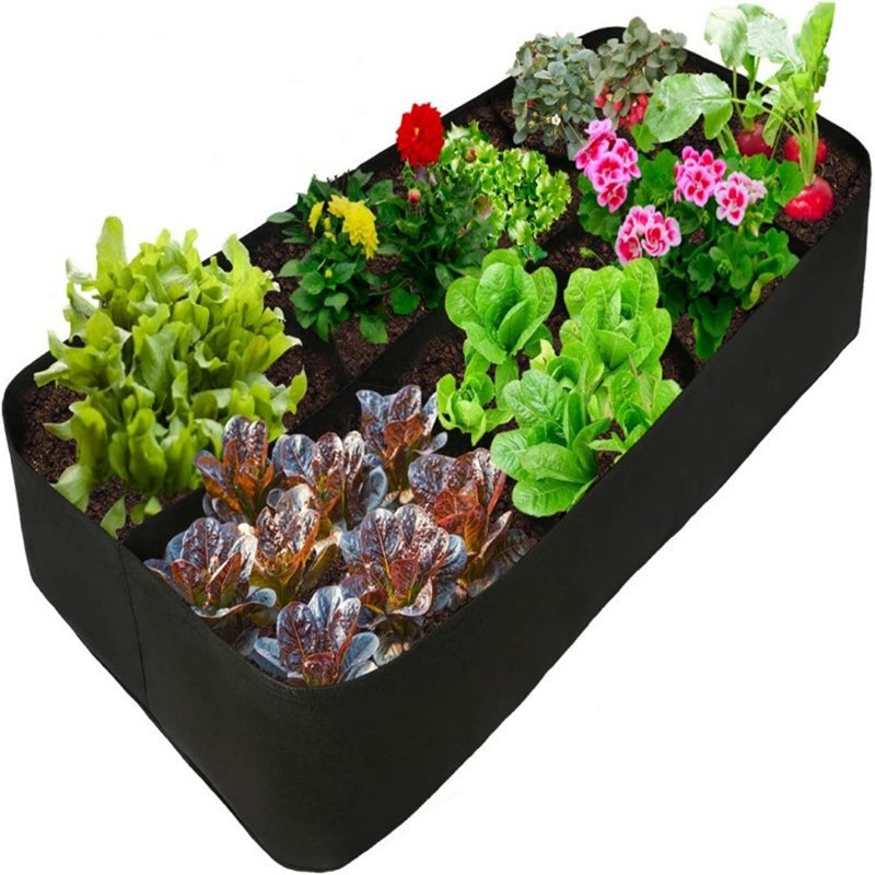 Worek do uprawy roślin, pojemnik do uprawy ogrodniczej, prostokątny worek do uprawy z filcu z wieloma przegródkami, 120 cm x 60 cm x 30 cm