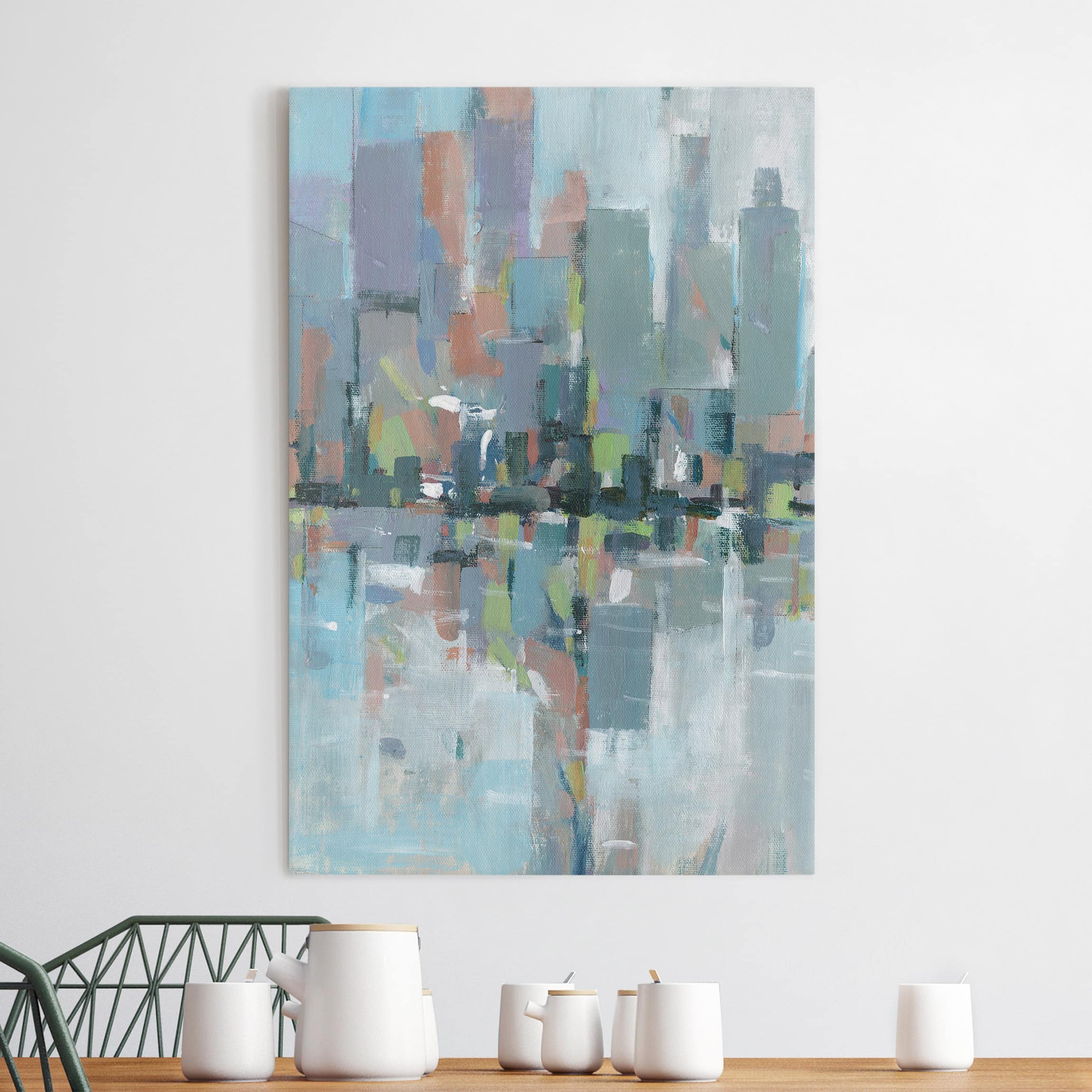 Impression sur toile tableau sur toile châssis gris abstrait peinture artiste 275 cuisine chambre à coucher salon couloir 60 x 90 cm - 2