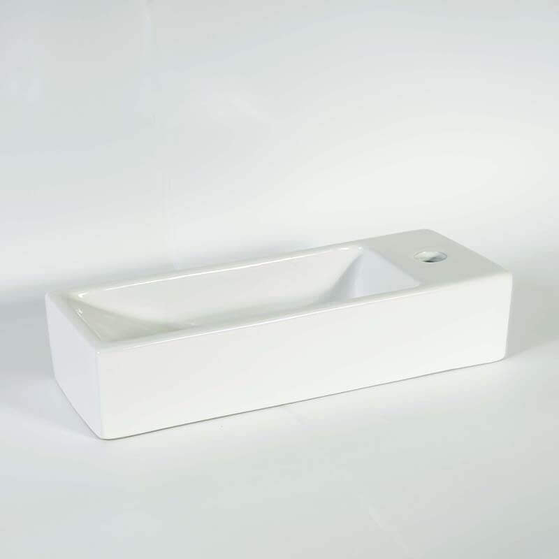Lave main Rectangle Droite Céramique Blanc - 38x15 cm - Minimalist - 3