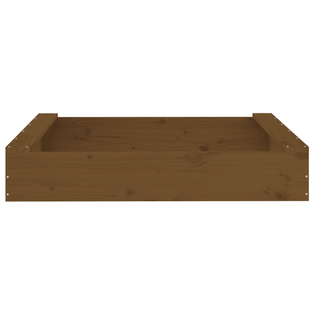 Bac à sable avec sièges marron miel carré bois de pin massif - 4