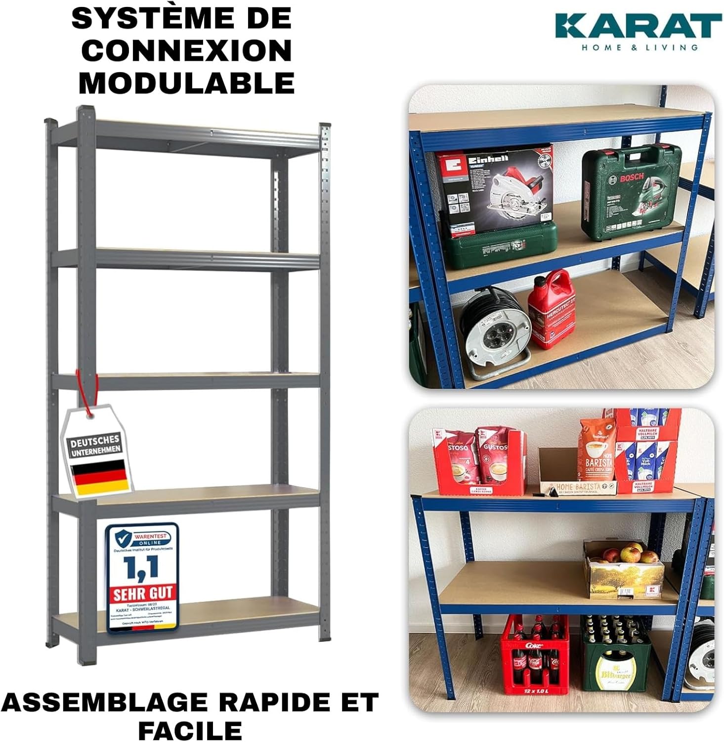 2 X Rayonnages pour charges lourdes, 200 x 120 x 60 cm, Gris, Capacité de charge max :&nbsp; 875 kg - 4