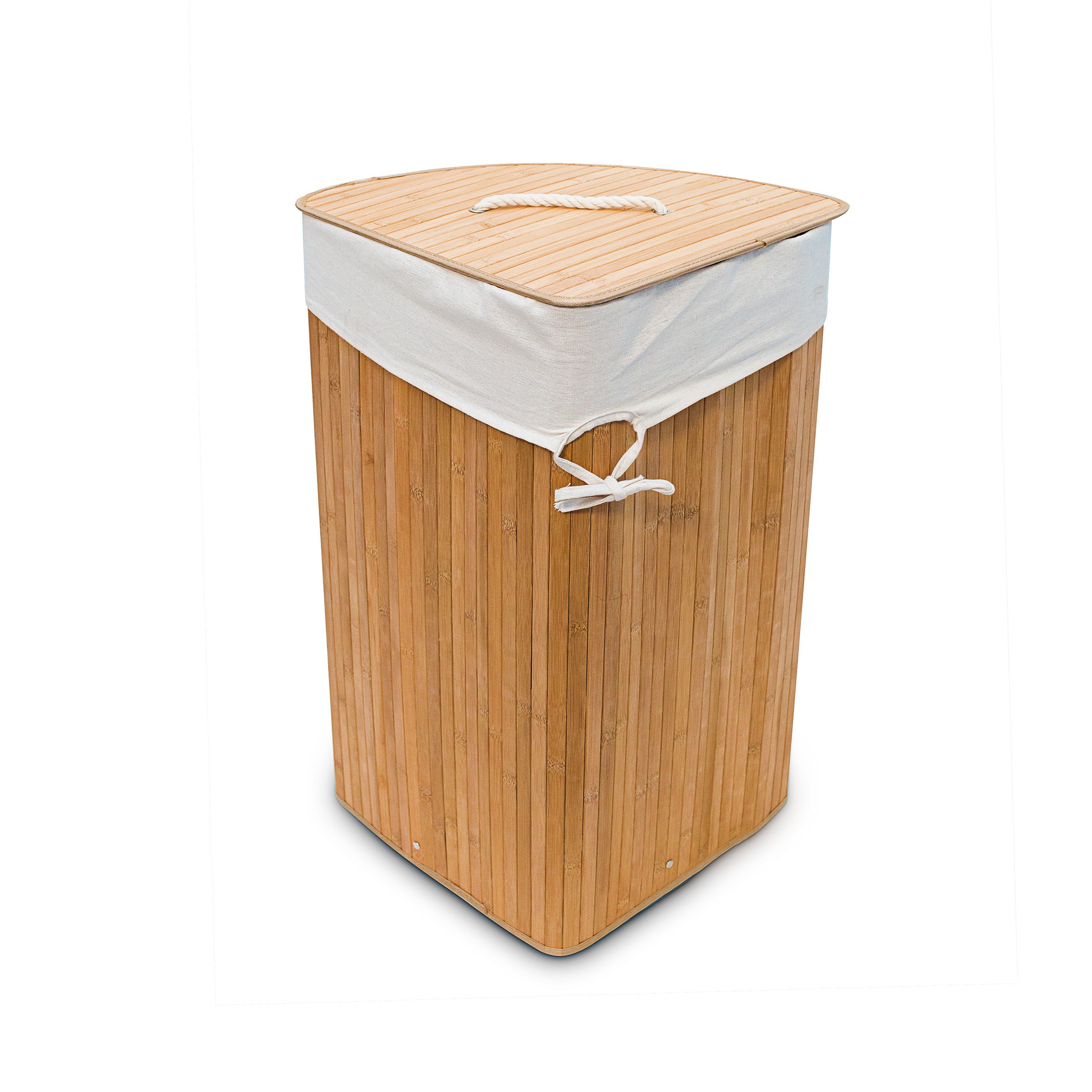 Panier à linge bambou, corbeille linge pliante, 60 L, sac intérieur coton, 65 x 49,5 x 37 cm, nature, Relaxdays - 9