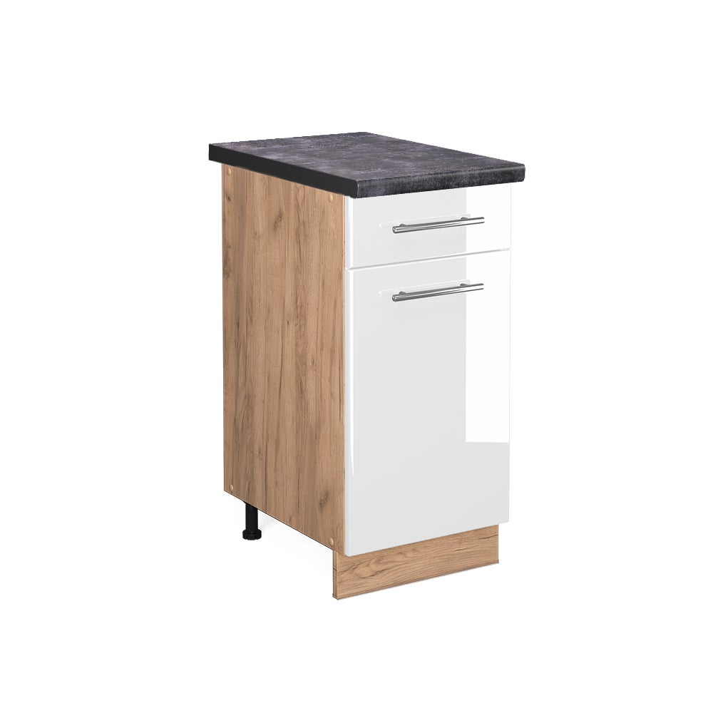 Vicco Szafka dolna do kuchni Fame-Line, Biały wysoki połysk, 40 cm , BP Antracyt