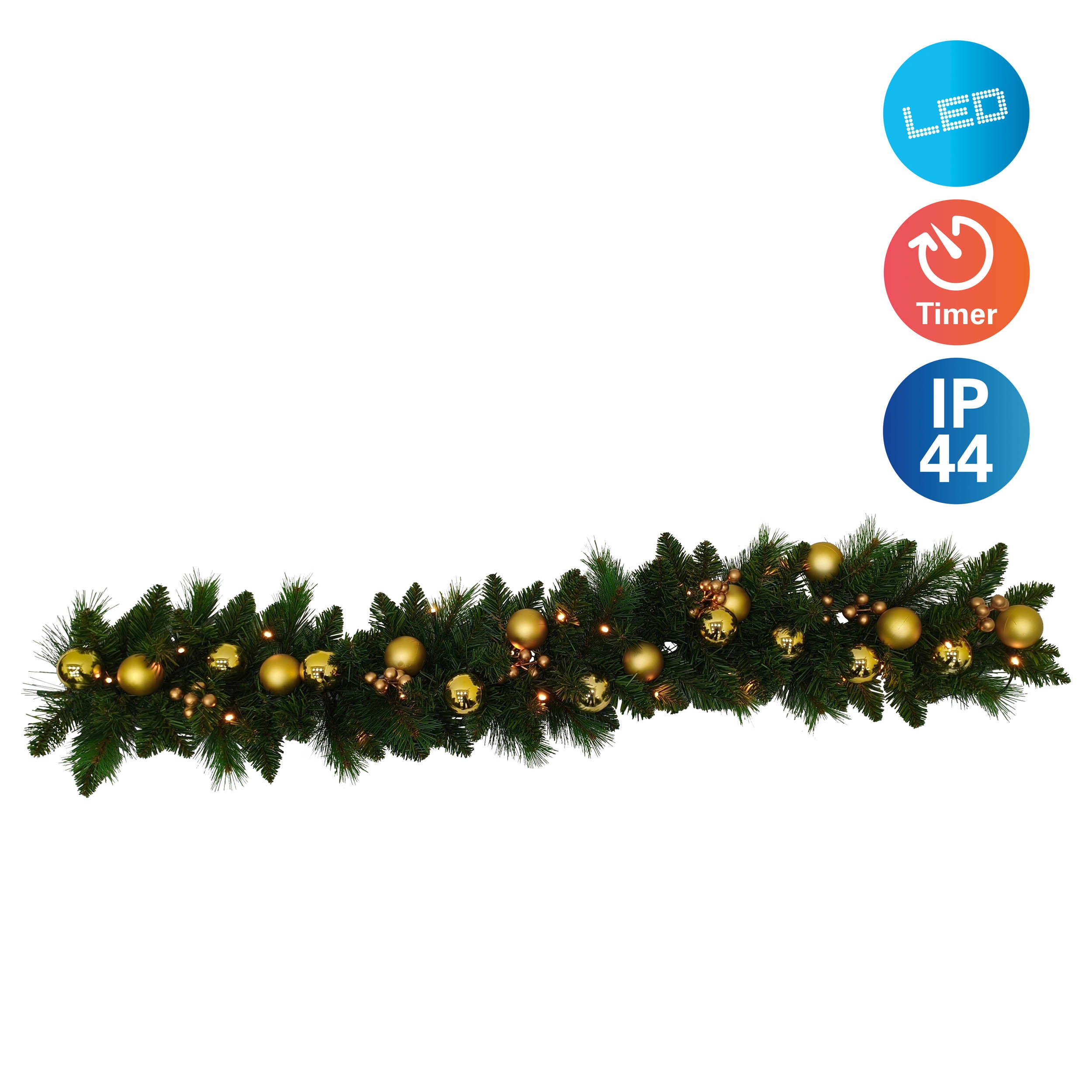 Guirlande lumineuse LED NOEL doree 120 cm decoration vintage en metal et plastique pour exterieur a piles avec minuterie et interrupteur - 2