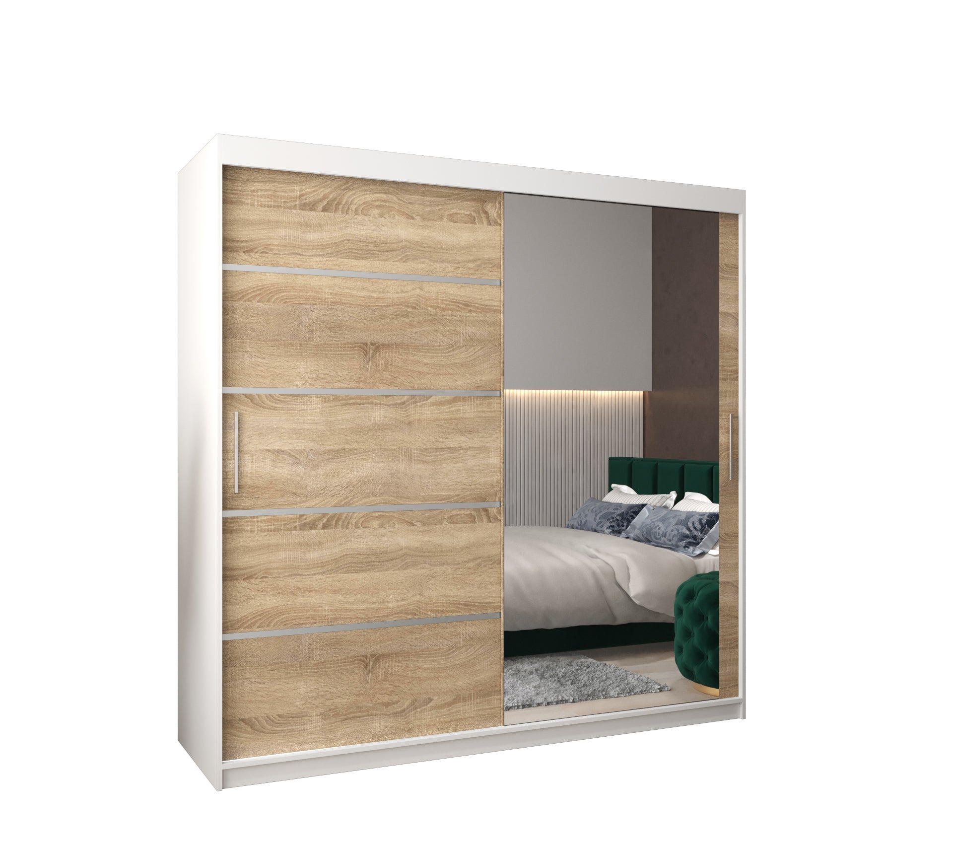 Szafa przesuwna garderoba Verona 2 200 x 62 x 200 cm Biały + Sonoma - Abiks Meble