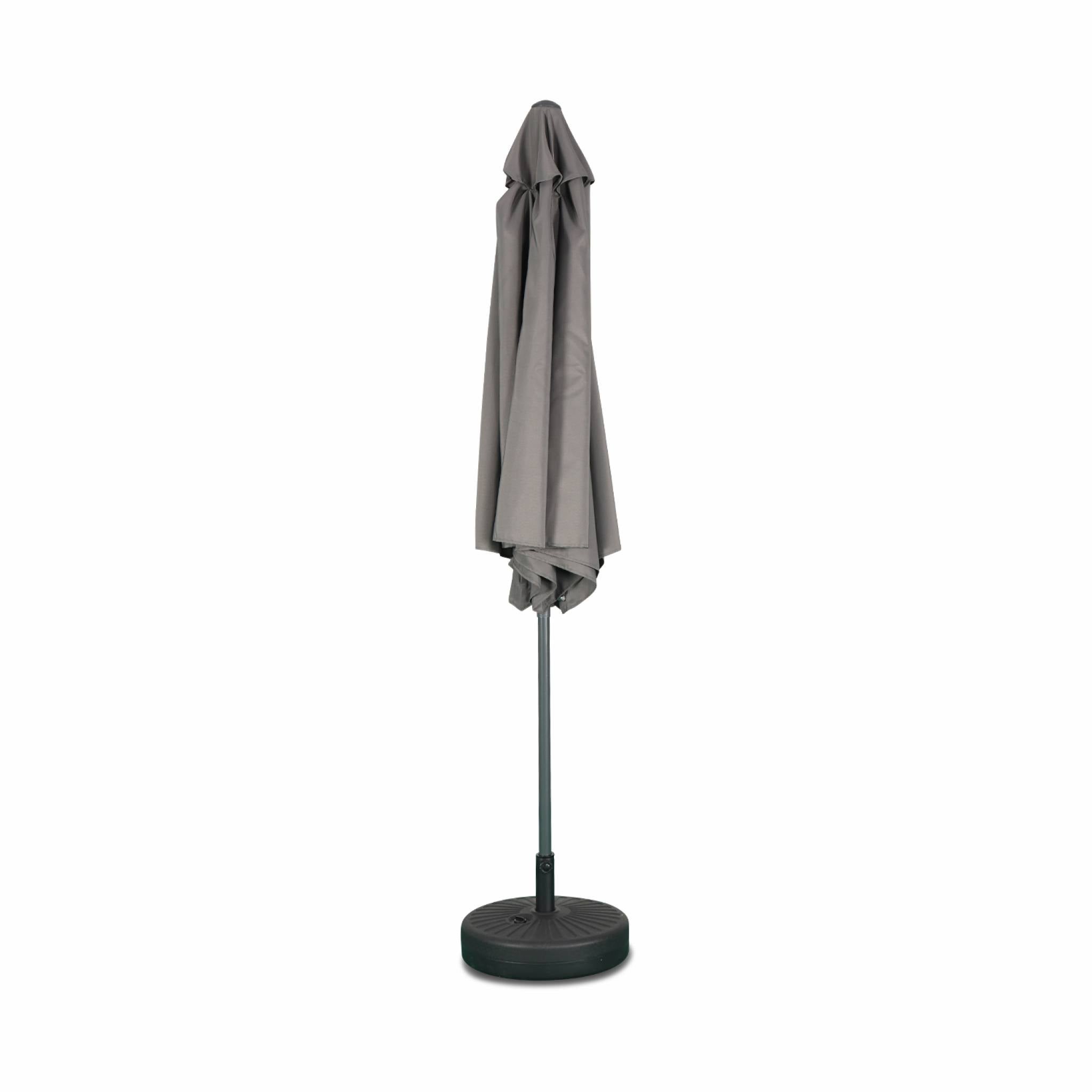Parasol droit rond Ø300cm - Touquet Gris - mât central en aluminium orientable et manivelle d'ouverture - 7