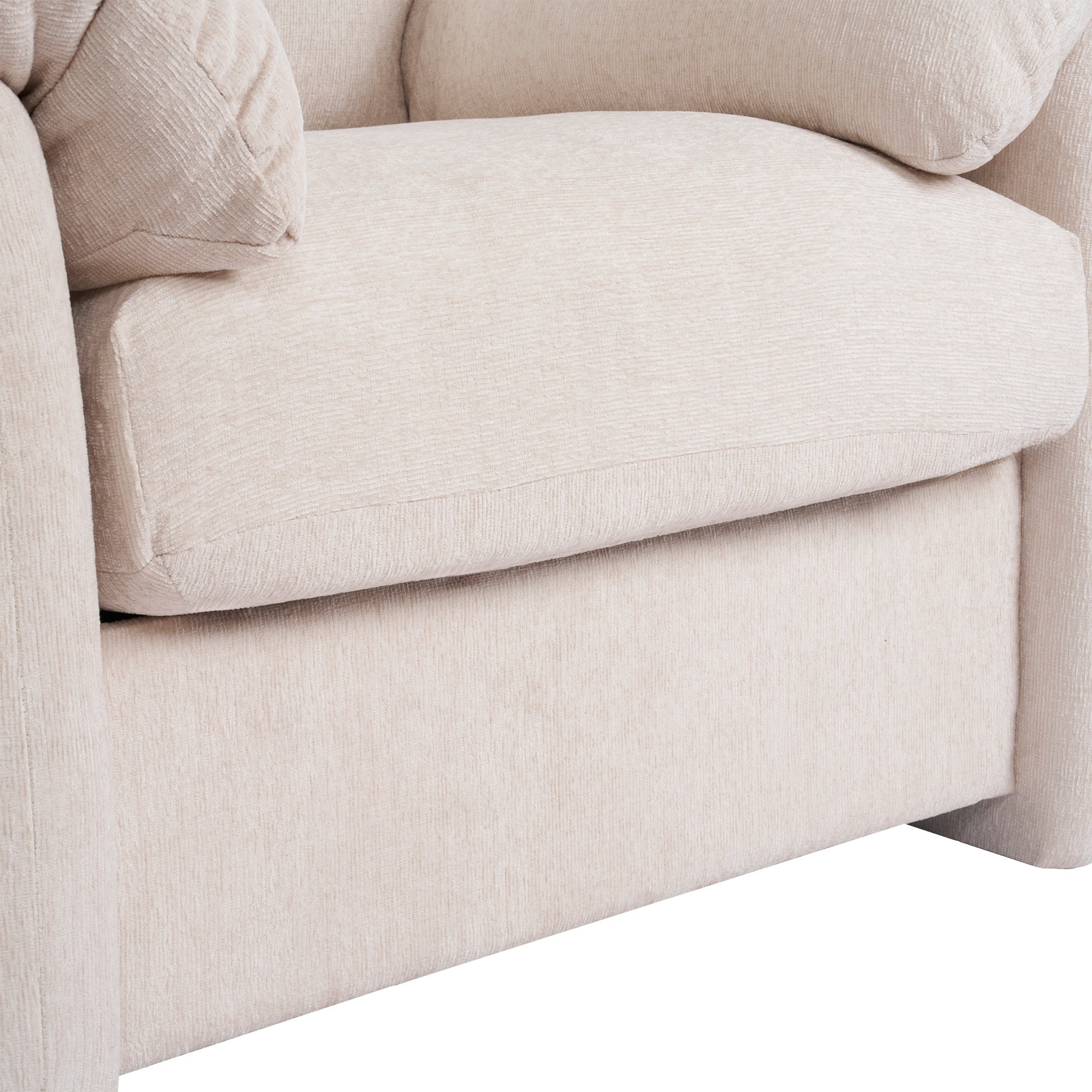 Fauteuil simple en chenille - Beige - 8
