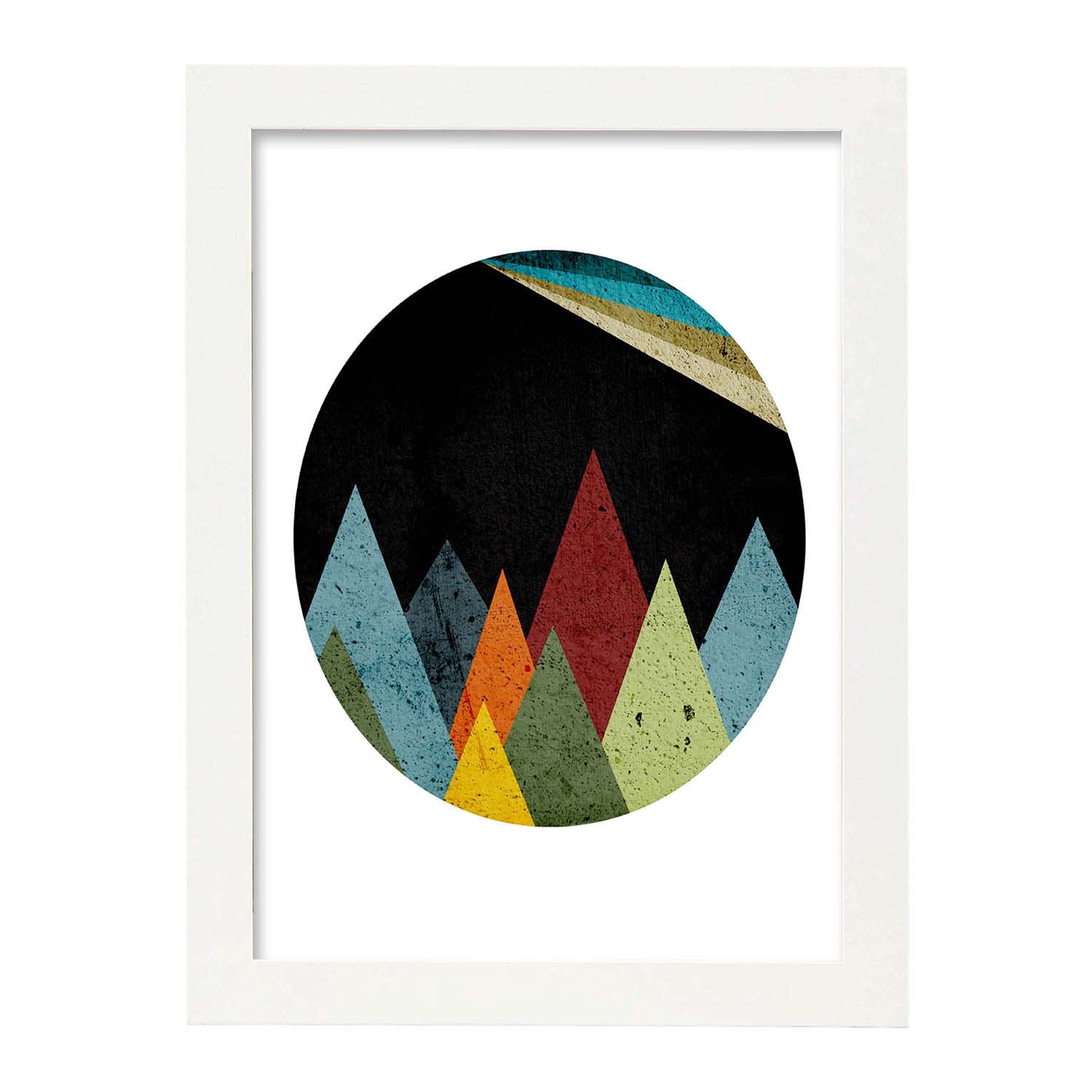 Lamina para enmarcar montanas espacio estilo geometrico nacnic regalos creativos de la naturaleza laminas para enmarcar o regalar marco negro - a3