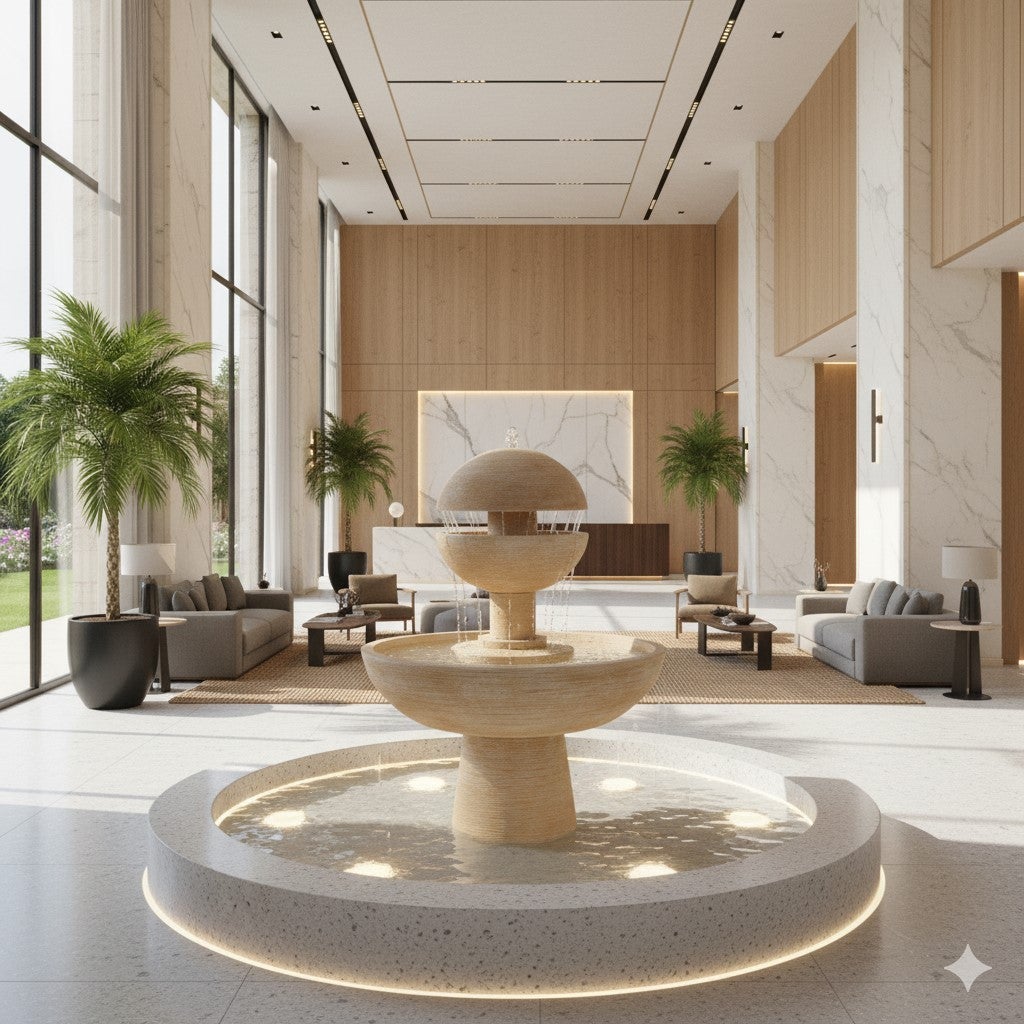 Fontaine de Jardin moderne ERASMA 100x135cm. de Betón Pierre. Couleur Ocre - 4