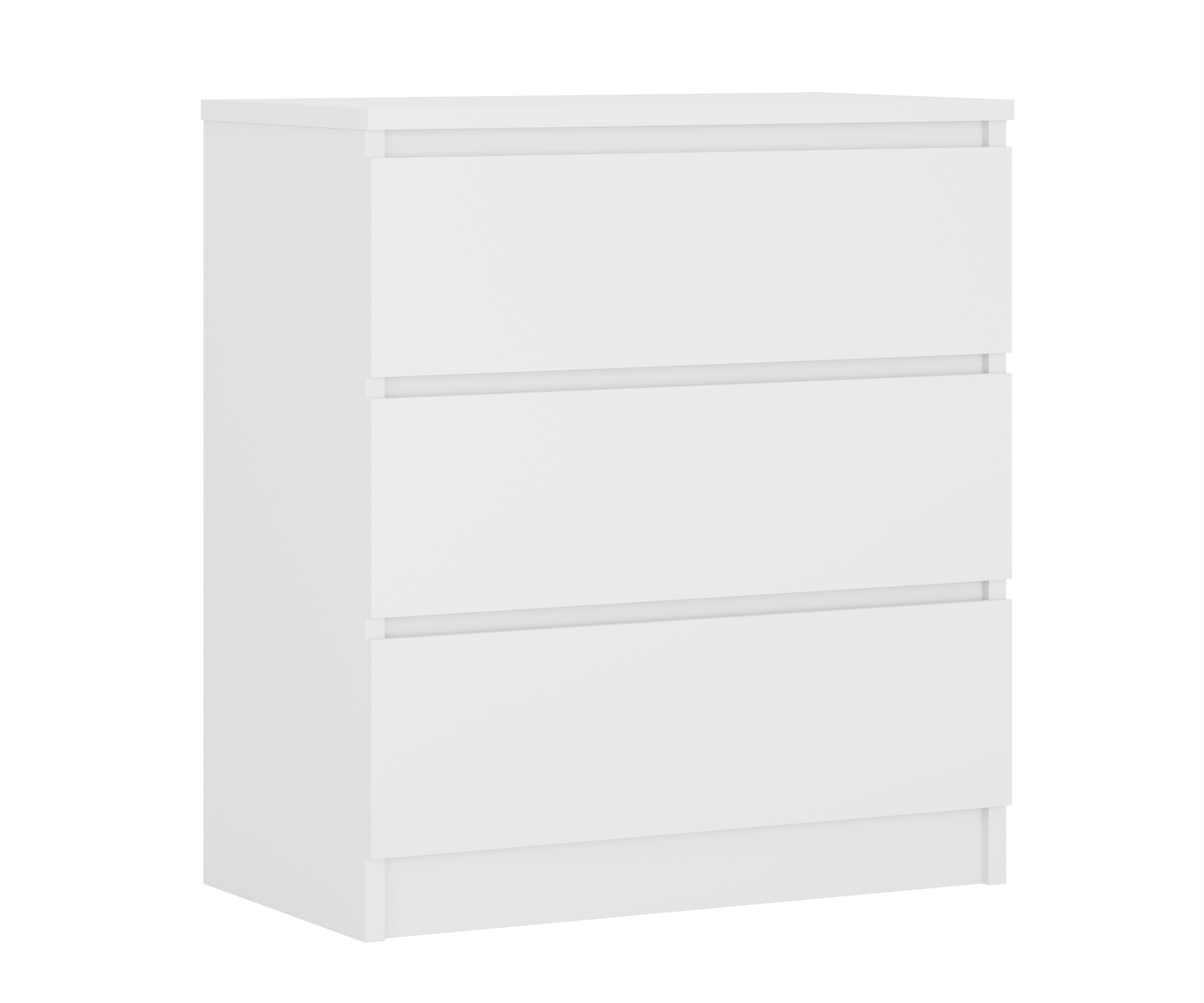 Komoda : 3 szuflady, Biały Matowy, 78 x 70 x 39 cm