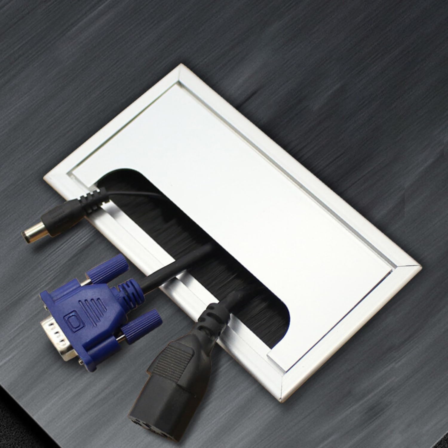 Passacavi per Scrivania in Alluminio Rettangolare per Casa,Ufficio, Camera, Soggiorno, Studio o Scuola Organizzatore Cavi Computer (80x160mm) - 5