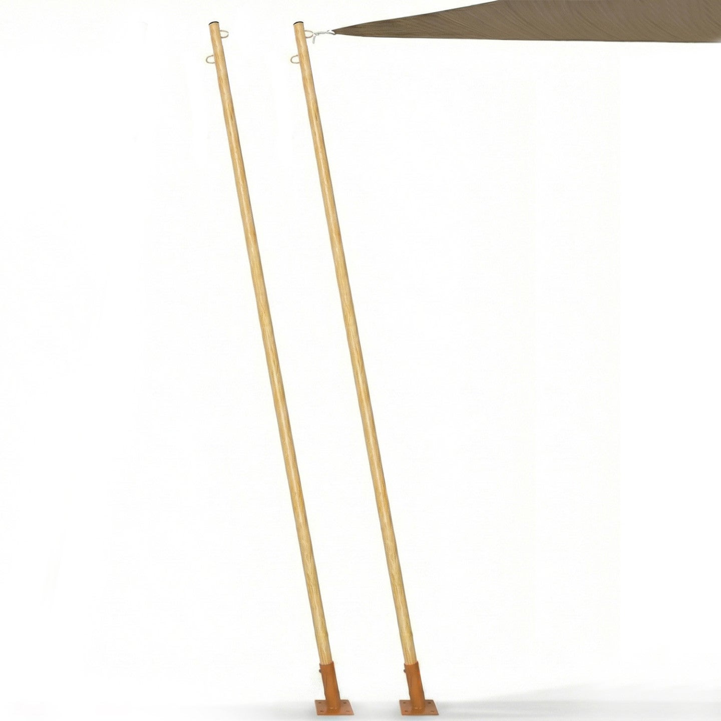 Lot de 2 mâts de fixation effet bois pour voile d'ombrage H.220 cm poteaux et bases acier - 2