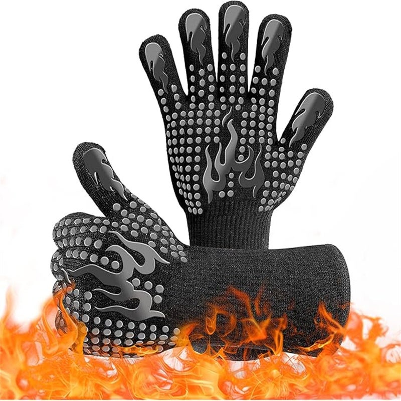 Gants Barbecue 800°C – Résistants Chaleur Aramide + Silicone – Gants Four Cuisine BBQ Intérieur Extérieur 2025