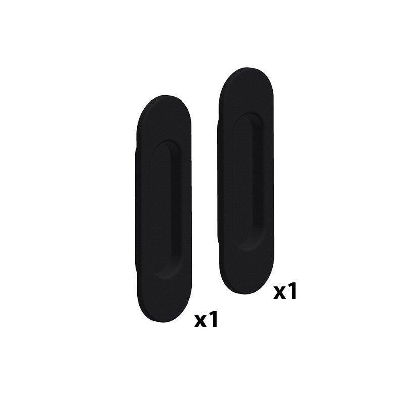 Lot de 2 poignées à encastrer ovales, acier finition noir - 2