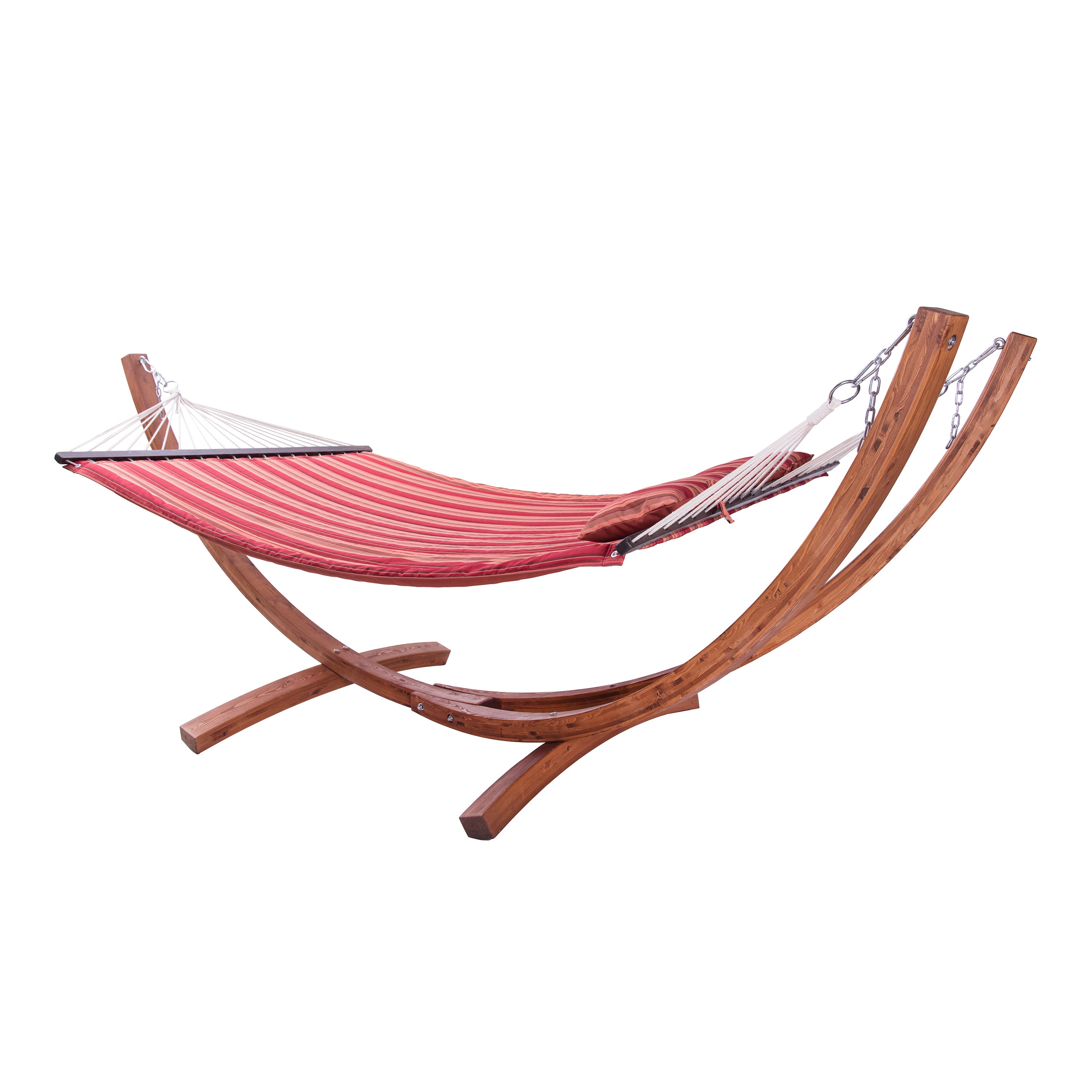 AXI Hawaï Hamac Double XXL | Hamac 2 personnes en Rouge avec Support en Bois | Pour l’extérieur pour Jardin, Terrasse, Balcon - 2