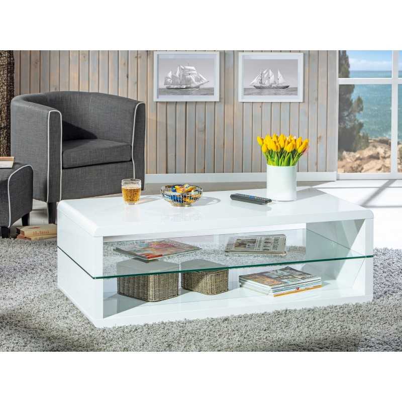 Table basse Inter Link en MDF laqué blanc brillant dim.130x70x46h - 5