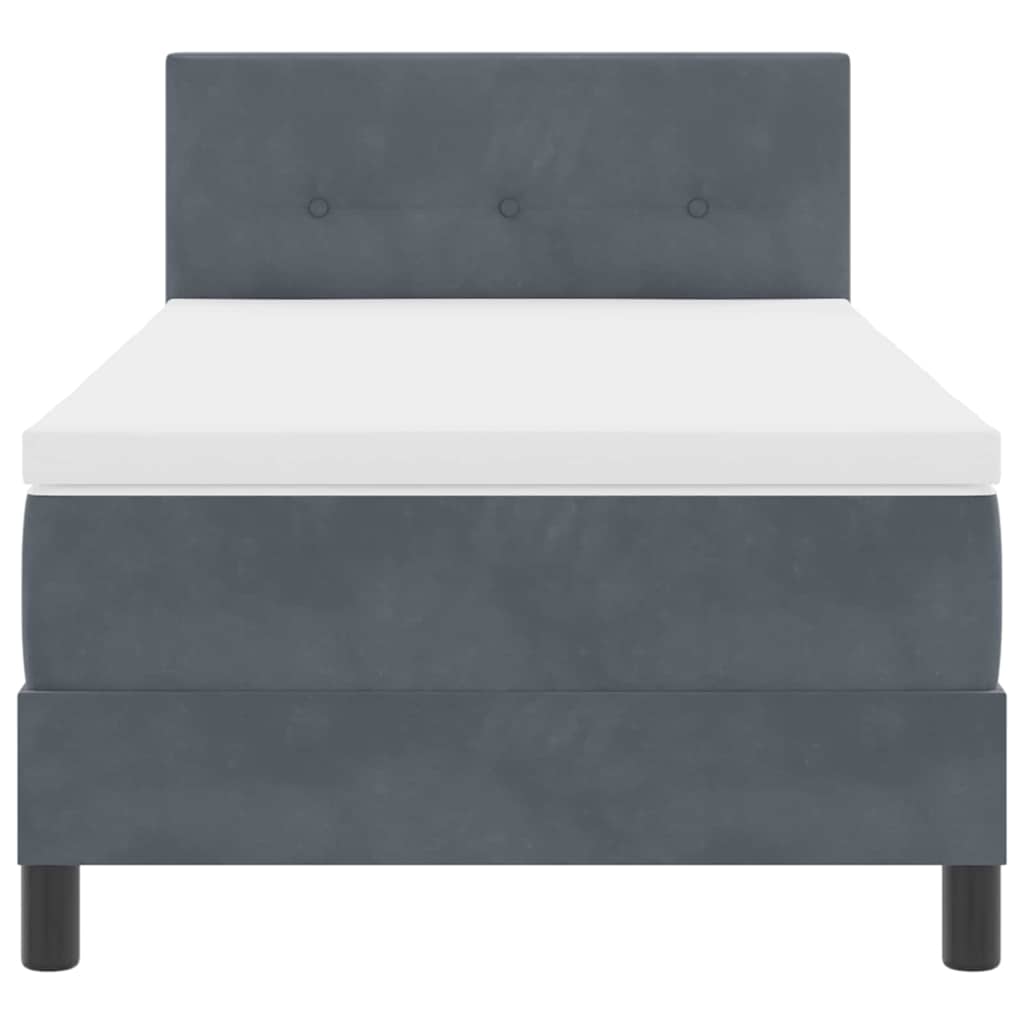 Cadre de lit avec matelas Gris foncé 90 x 200 cm Velours - 8