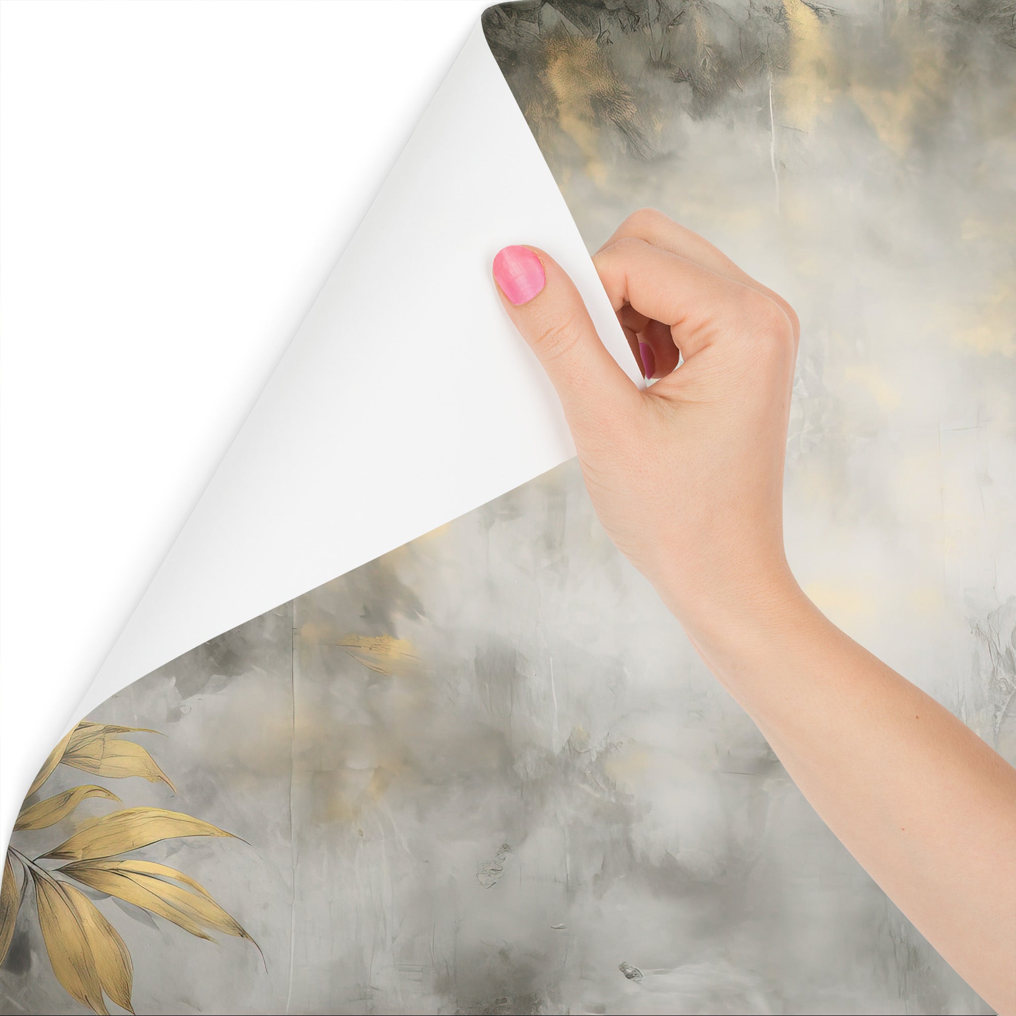 Papel Pintado No Tejido Hojas Tropicales De Hormigón Para Dormitorio 360cm x 240cm - 3