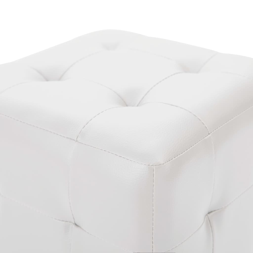 Pufe 2 unidades couro sintético branco 30x30x30 cm - 4