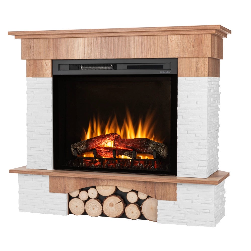 Kominek elektryczny narożny 28" XHD grzewczy LED 1400W dekor dąb pilot Warmtec Porto