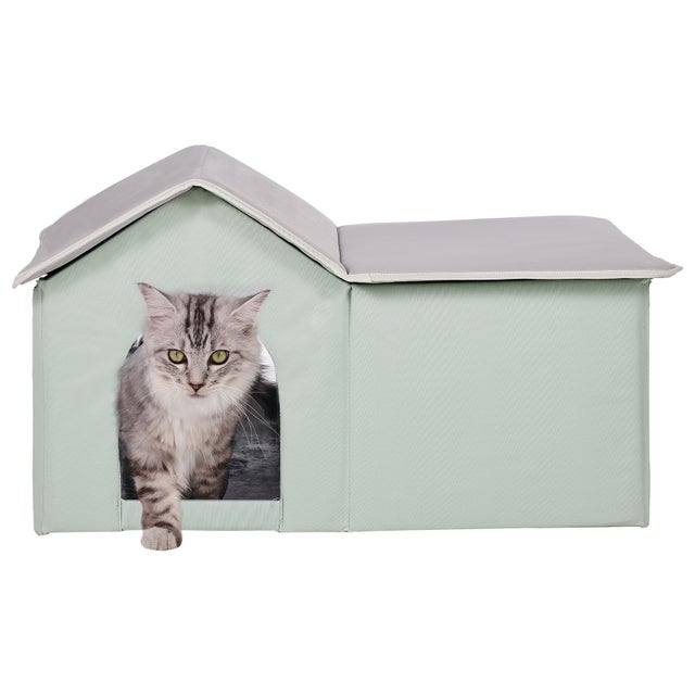 Casa aquecida gatos,SucceBuy abrigo externo gatos temperatura ,tecido Oxford 600D,almofada térmica para o inverno,verde