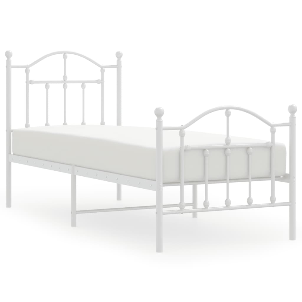 Łóżko Metalowe Białe Rama Łóżka Ze Stelażem Do Pokoju Sypialni 75x190 cm
