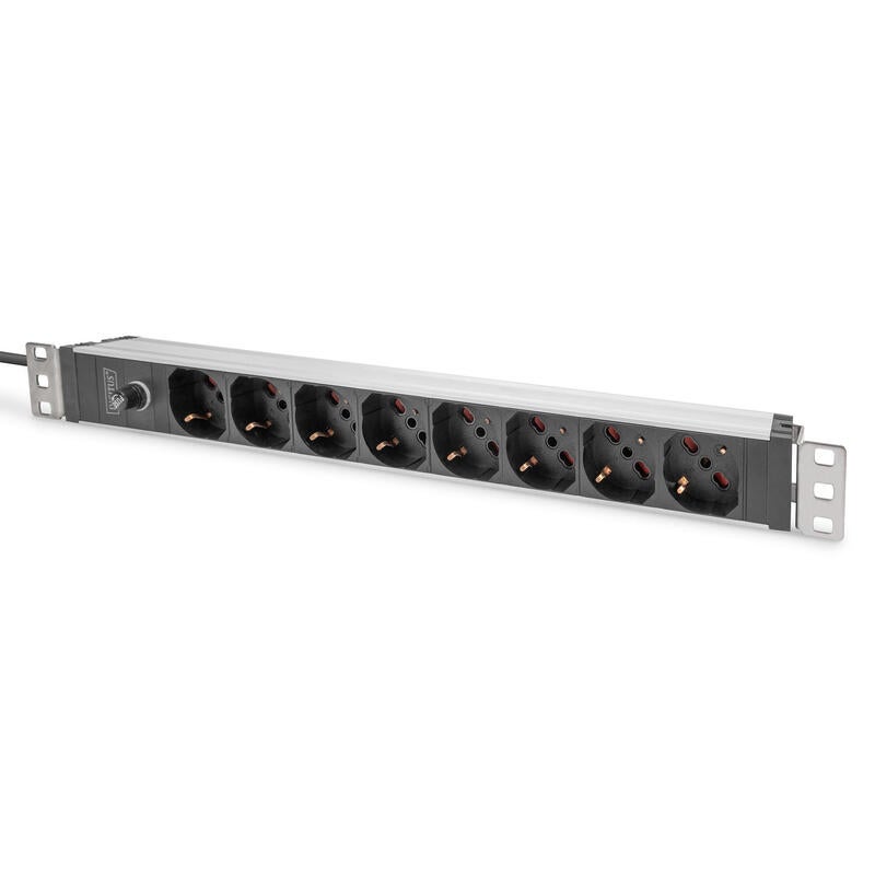 DIGITUS DN-95411 Bloc Multiprise 3 Prises 1U 10" (254 Mm) - Montage En Rack Armoire Réseau Argenté/Noir