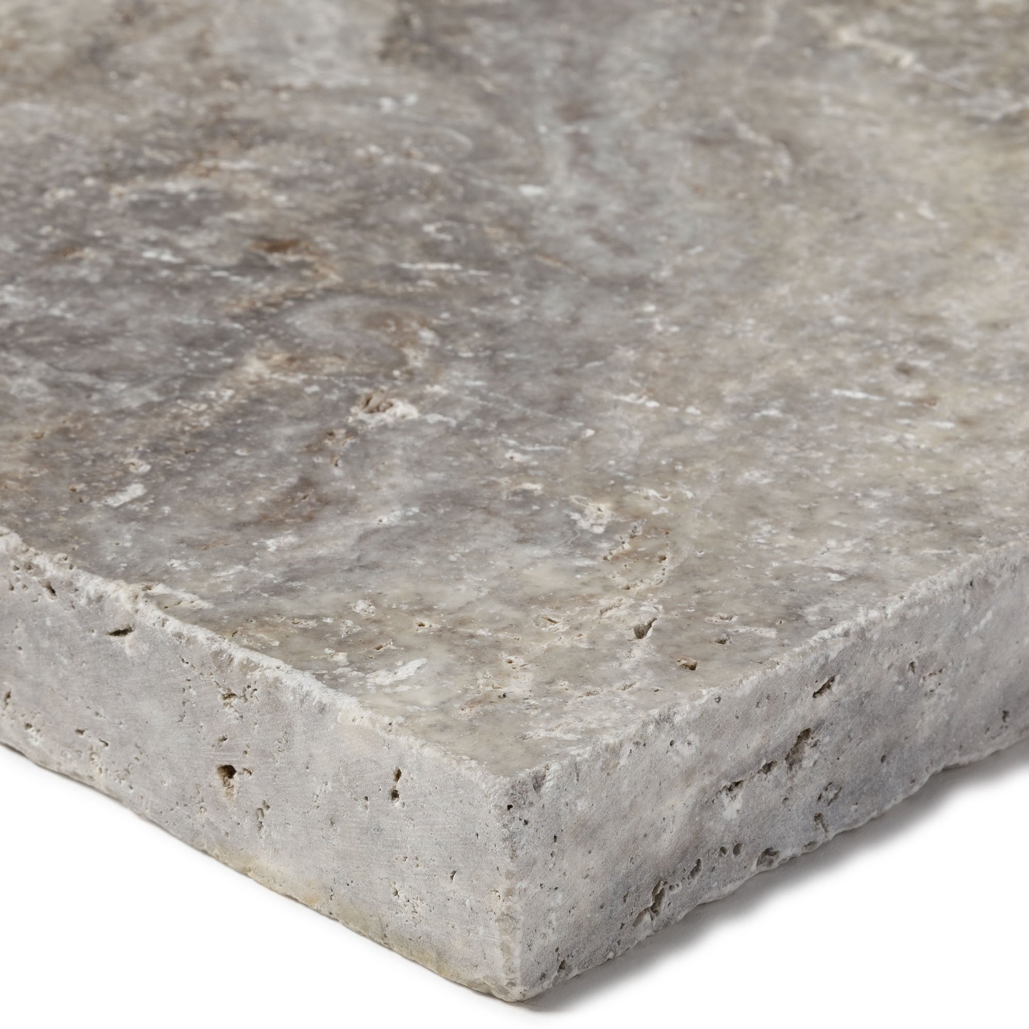 Dessus de marche Travertin Gris Silver 61x40,6x3 cm Bord Droit (à l'unité) - RO'MA NATURE - 2