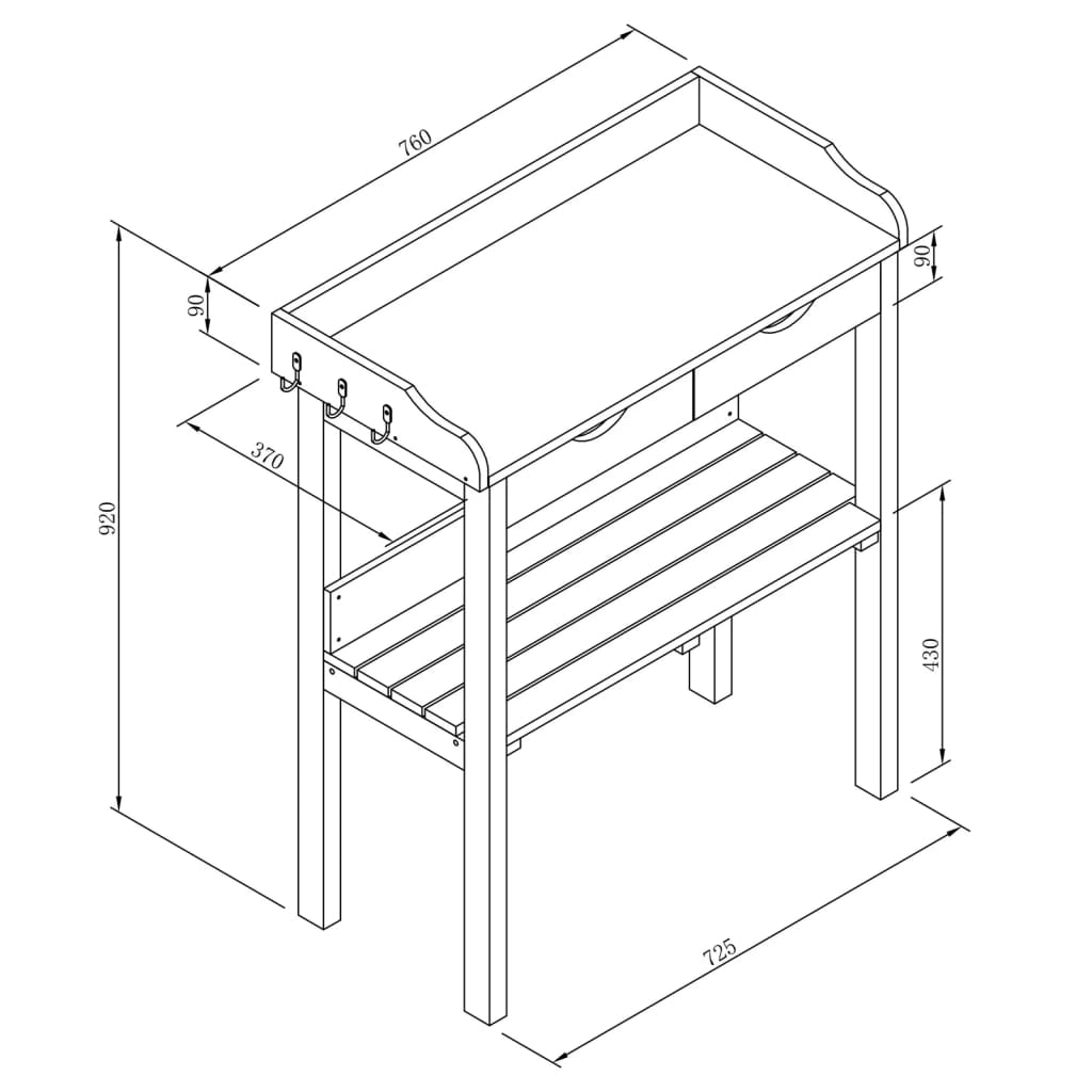 Axi Table De Rempotage Avec 2 Tiroirs En Marron & Blanc | Table De Plantation En Bois Pour L'Exterieur - 8