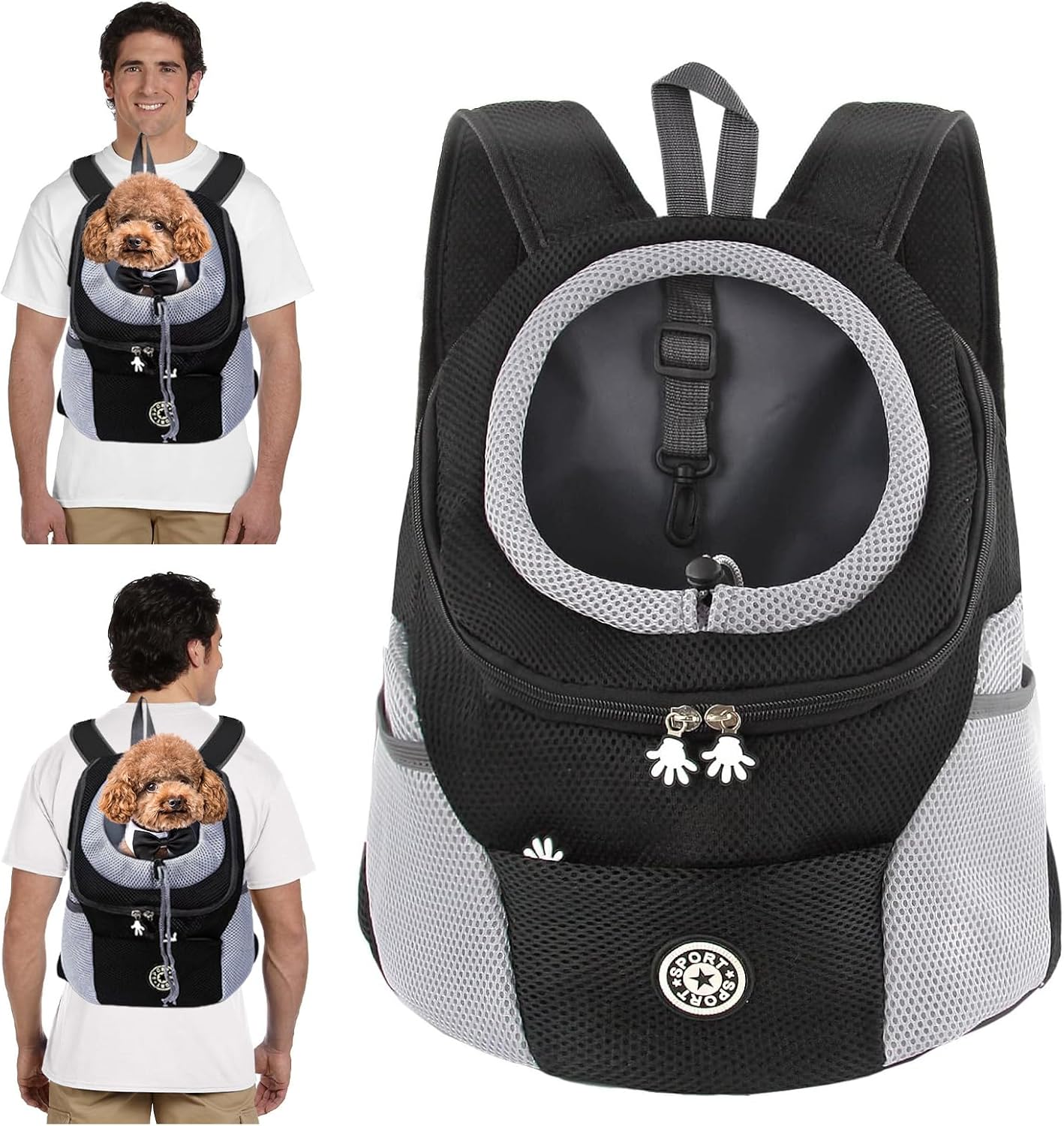Sac à dos pour chien, sac à dos réglable pour animaux de compagnie avec sangles rembourrées et