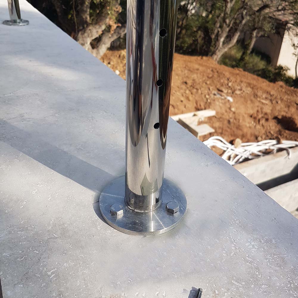 Platine de sol Ø100mm pour tube 42,4mm inox 304 - 2